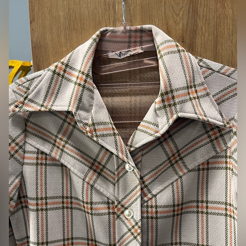 Golden girls leisure plaid granny layering vintage jacket top -L - Picture 7 of 7